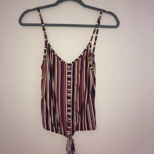 Free Kisses black, red, and gold striped tank